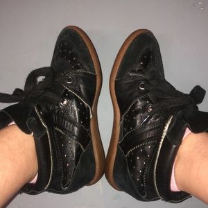 ISABEL MARANT BLACK BOBBY WEDGE SNEAKERS